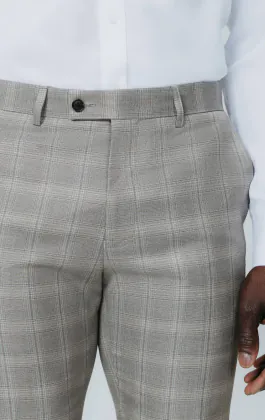 Taupe Check Suit Pants