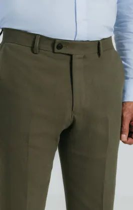 Green Linen Twill Suit Pants