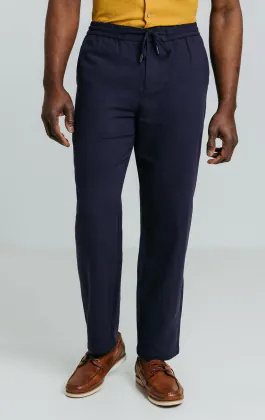Navy Linen Twill Pants