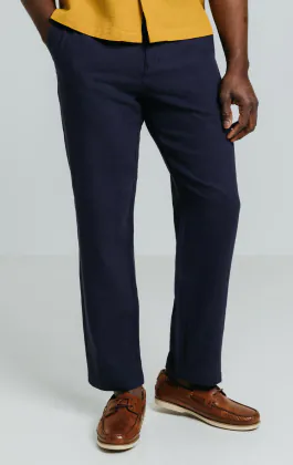Navy Linen Twill Pants