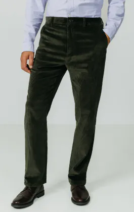 Green Corduroy Casual Pants
