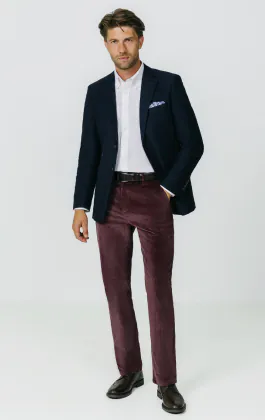 Burgundy Corduroy Casual Pants
