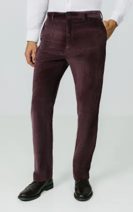 Burgundy Corduroy Casual Pants