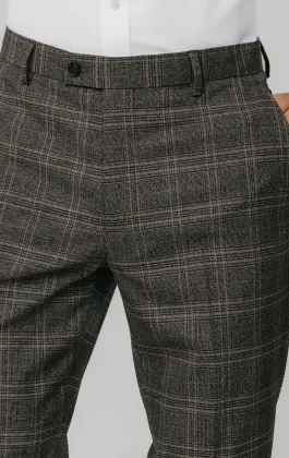 Brown Check Suit Pants