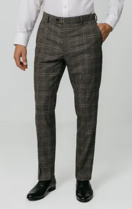 Brown Check Suit Pants