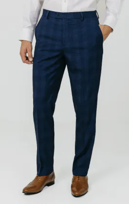 Royal Blue Shadow Check Suit Pants