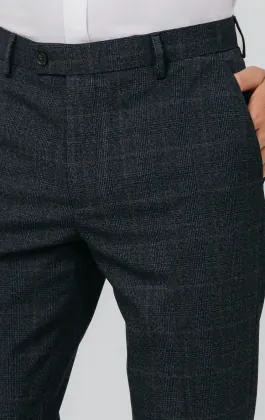 Navy with Rust Check Suit Pants