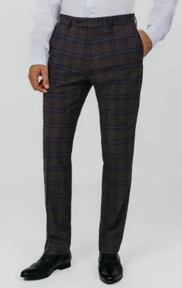 burgundy plaid dress pants Slim Fit Checked Burgundy Men Pants