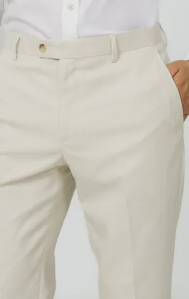 Winter White Twill Suit Pants