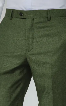 Pine Green Textured Weave Suit Pants
