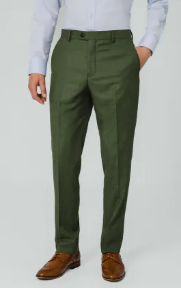 Pine Green Textured Weave Suit Pants