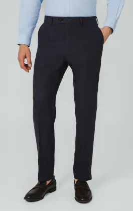 Navy Pure Linen Suit Pants
