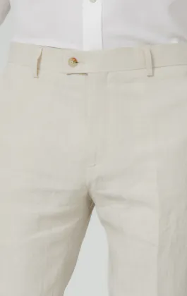 Cream Pure Linen Suit Pants