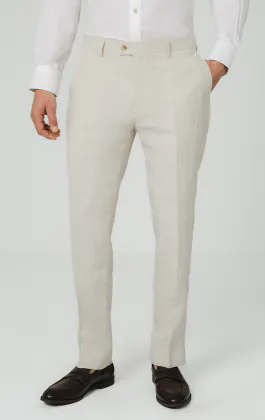 Cream Pure Linen Suit Pants
