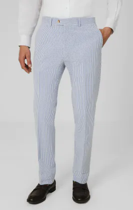 Blue & White Seersucker Suit Pants