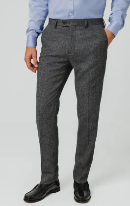 Gray Herringbone Tweed Suit Pants