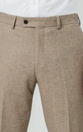 Camel Twill Tweed Suit Pants