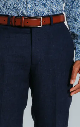 Navy Linen Suit Pants