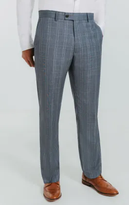 Light Blue Check Suit Pants
