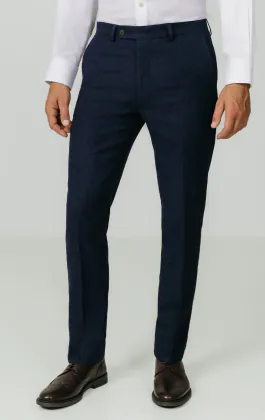 Navy Donegal Tweed Pants