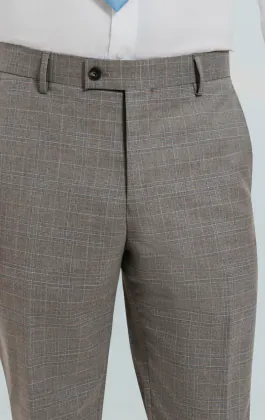 Light Gray Check Suit Pants