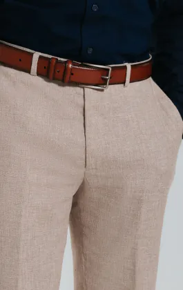 Sand Linen Slim Fit Suit Pants