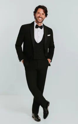 Black 3 Piece Tuxedo with Shawl Lapel