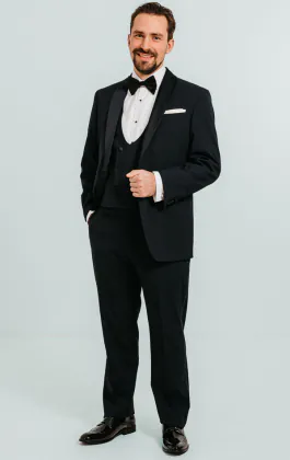 Navy Shawl Lapel 3 Piece Tuxedo