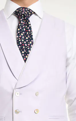 Lilac Twill Double Breasted Morning Suit Vest with Shawl Lapel