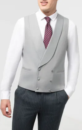 Dove Gray Double Breasted Shawl Lapel Morning Suit Vest