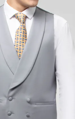 Luxury 100% Wool Dove Gray Double Breasted Morning Suit Vest