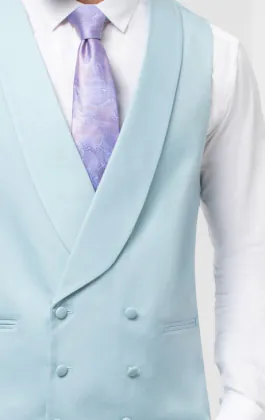 Duck Egg Blue Double Breasted Shawl Lapel Morning Suit Vest