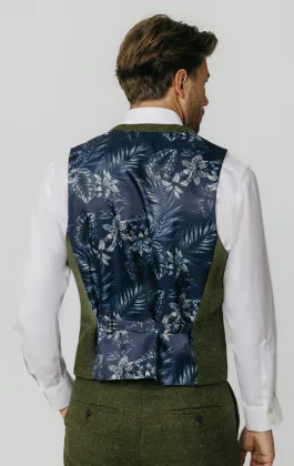 Dobell Green Windowpane Check Tweed Vest | Dobell