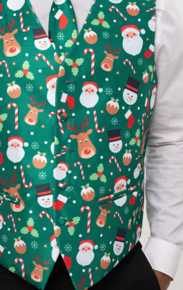 Santa & Friends Green Christmas Vest