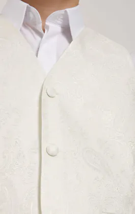 Boys Pearl Ivory Paisley Vest