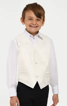 Boys Pearl Ivory Paisley Vest