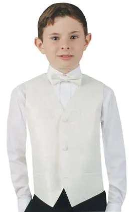 Boys Pearl White Paisley Vest