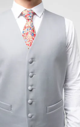 Luxury 100% Wool Dove Gray Single Breasted Morning Suit Vest