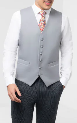 Luxury 100% Wool Dove Gray Single Breasted Morning Suit Vest