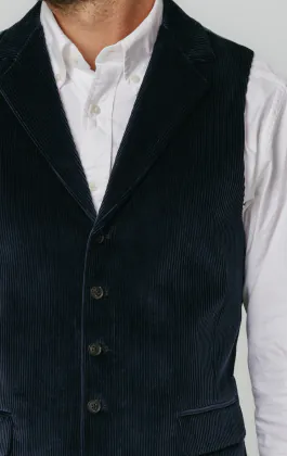 Navy Corduroy Vest with Notch Lapel | Dobell