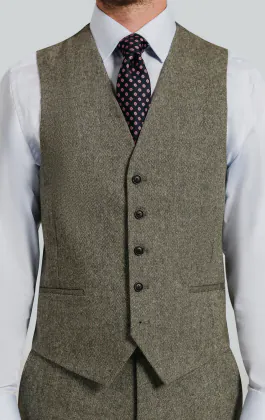 Sage Green Herringbone Tweed Vest