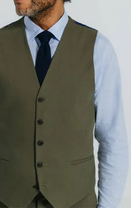 Green Linen Twill Vest