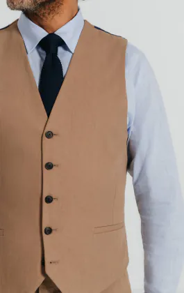 Brown Linen Twill Vest