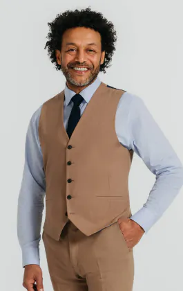 Brown Linen Twill Vest