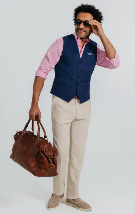 Navy Textured Vest