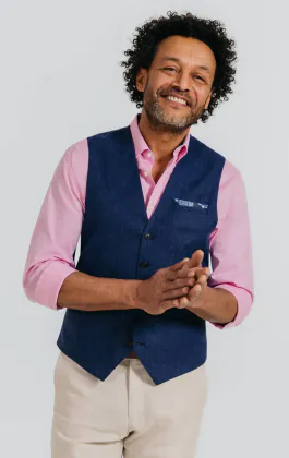 Navy Textured Vest