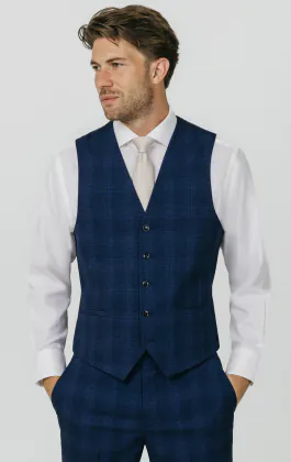 Royal Blue Shadow Check Vest