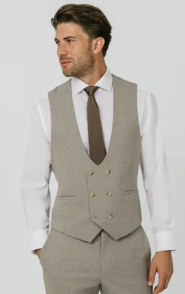 Natural Check Double Breasted Vest