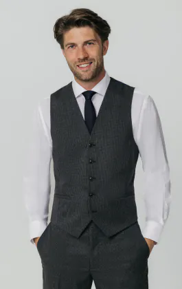 Charcoal Puppytooth Check Vest
