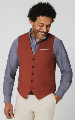Terracotta Linen Vest